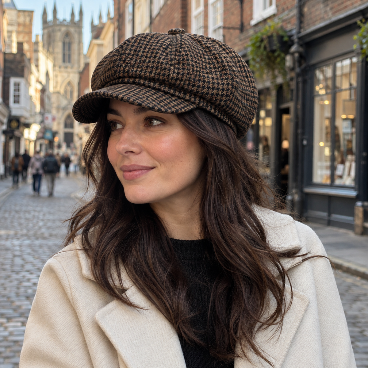 Houndstooth Baker Boy Cap