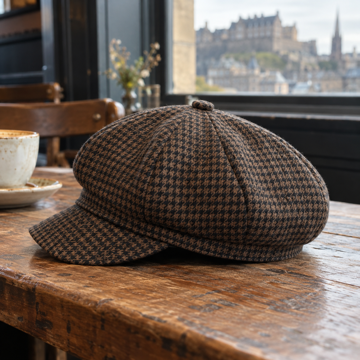 Houndstooth Baker Boy Cap