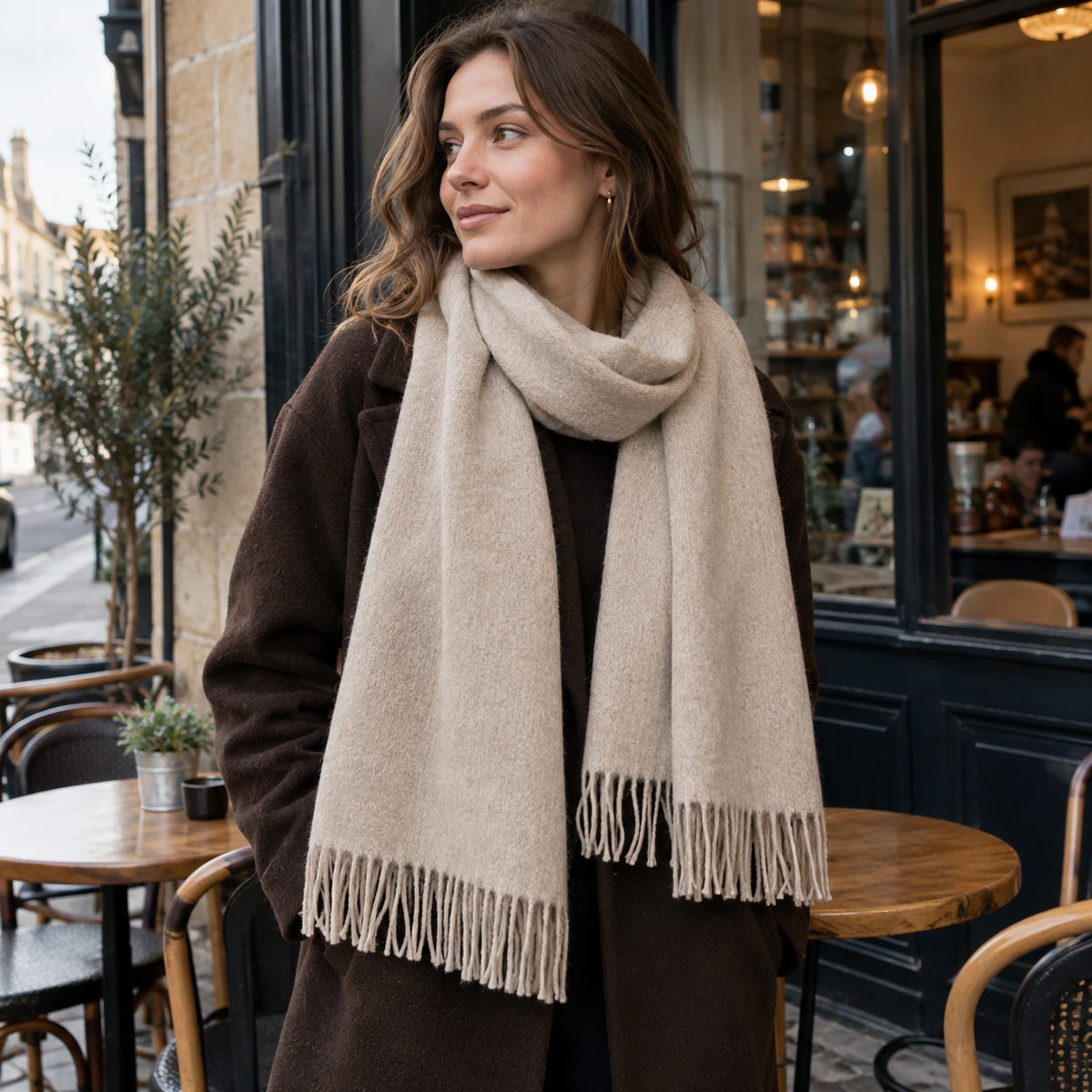 Oatmeal Fringed Scarf