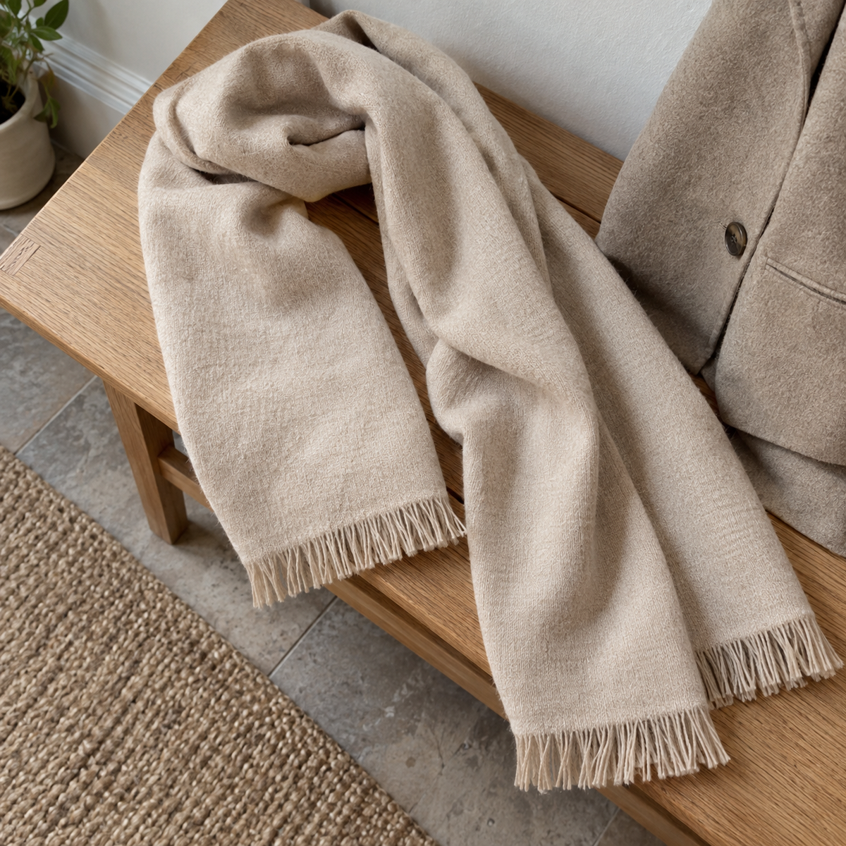 Oatmeal Fringed Scarf