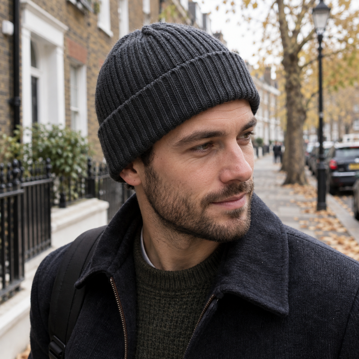 Charcoal Ribbed Cuff Beanie