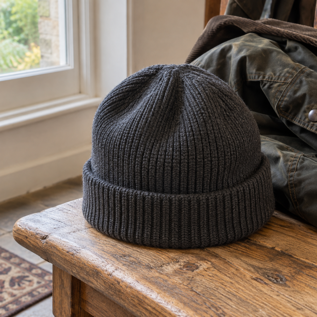 Charcoal Ribbed Cuff Beanie