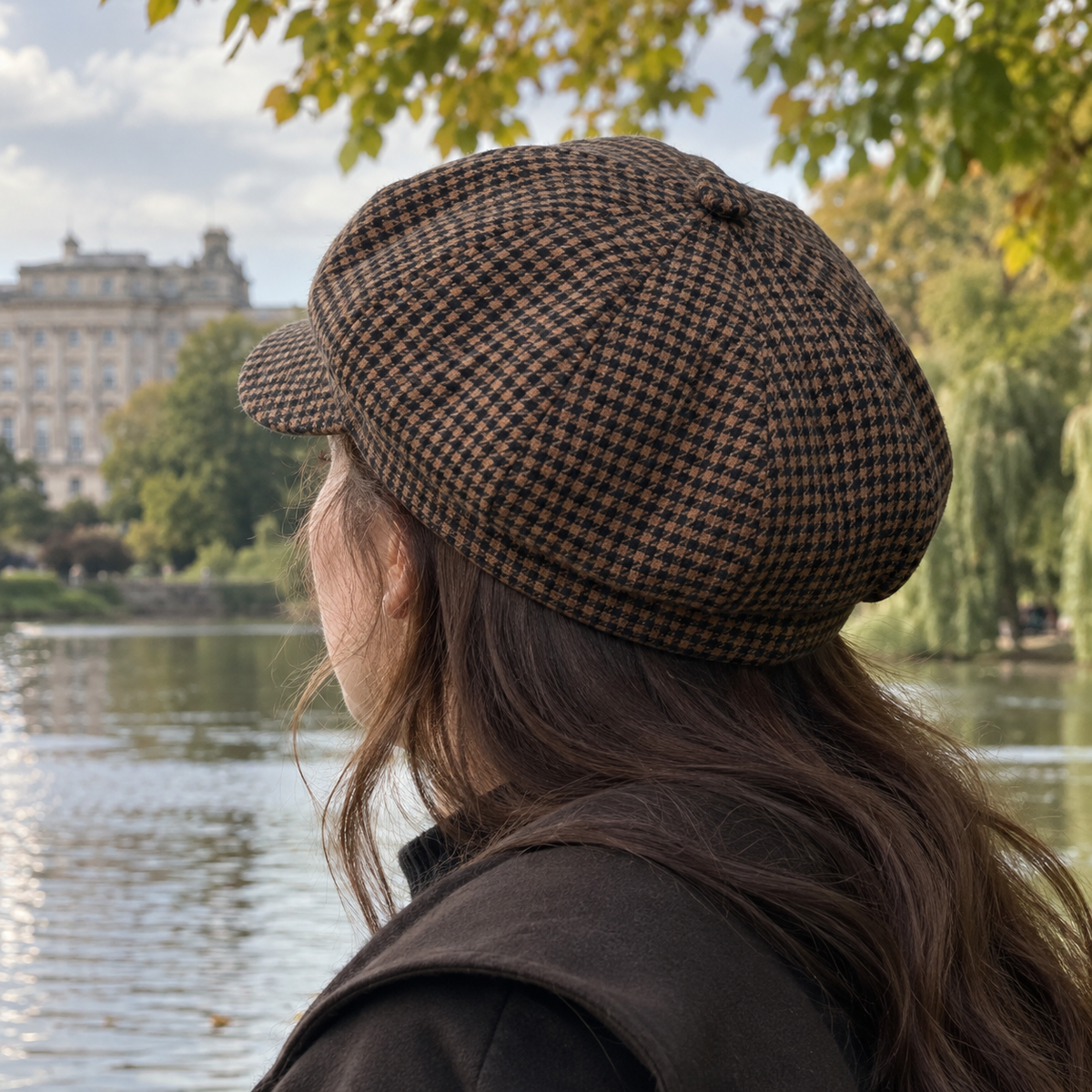 Houndstooth Baker Boy Cap