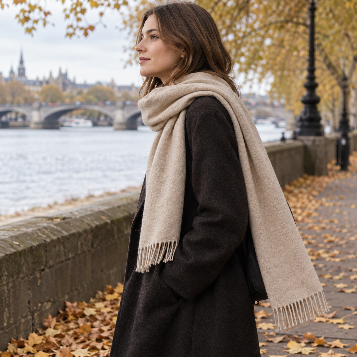 Oatmeal Fringed Scarf
