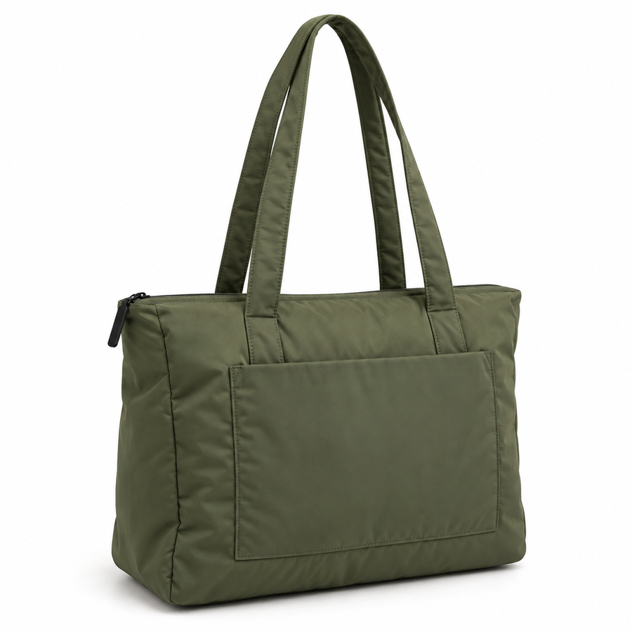 Olive Nylon Commuter Tote
